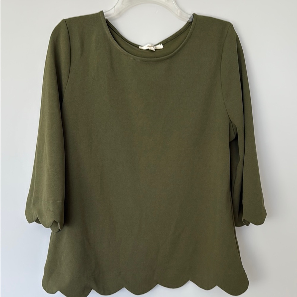 Olive Green Women's Top SZ L